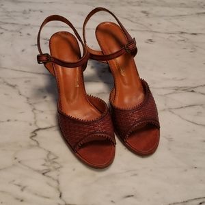 Vintage high heeled sling backs. Made in Brazil.